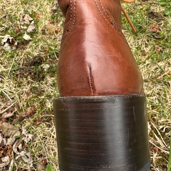 Vintage Joan Helpern Wingtip Oxford Heeled Ankle Boots Cognac Womens 8.5 M Italy - Picture 3 of 14